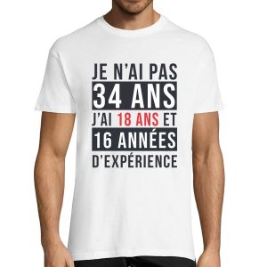 T-shirt Homme Anniversaire 34 ans Experience