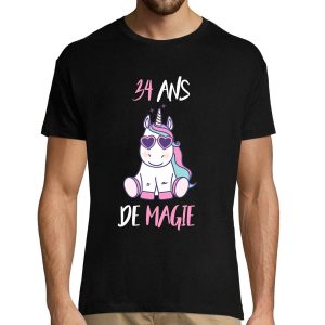 T-shirt Homme Anniversaire 34 ans Licorne