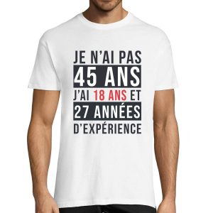 T-shirt Homme Anniversaire 45 ans Experience
