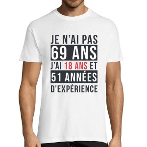 T-shirt Homme Anniversaire 69 ans Experience