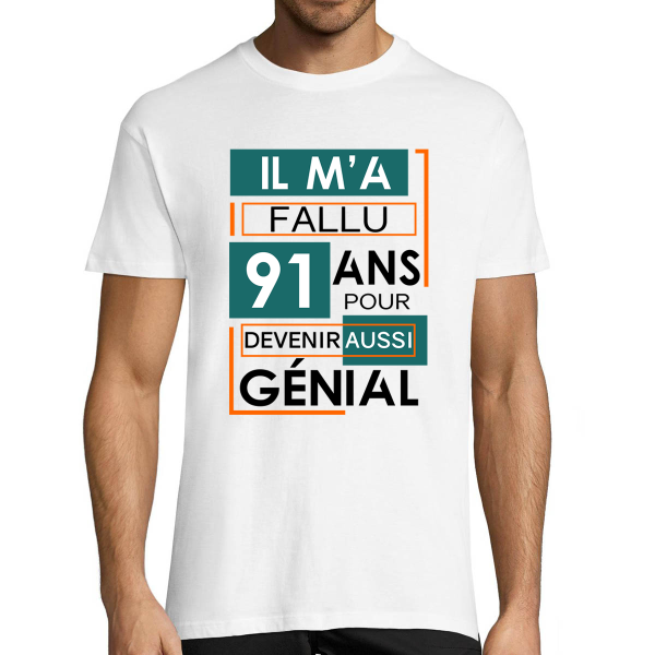 T-shirt Homme Anniversaire 91 ans