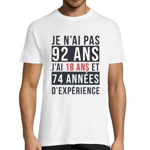 T-shirt Homme Anniversaire 92 ans Experience