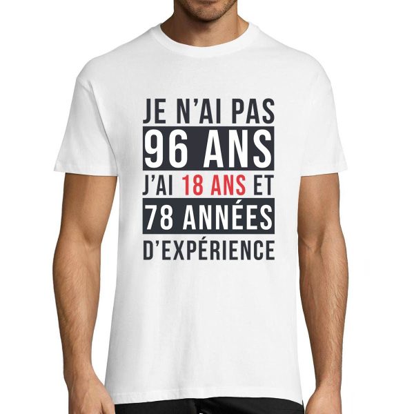 T-shirt Homme Anniversaire 96 ans Experience