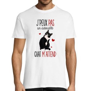 T-shirt Homme Chat  Je peux pas