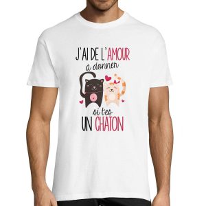 T-shirt Homme Chaton Amour