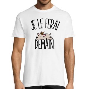 T-shirt Homme Chevre  Je le ferai demain