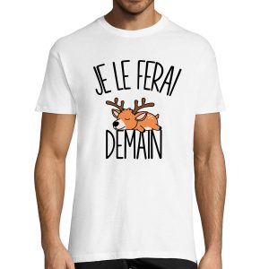 T-shirt Homme Chevreuil  Je le ferai demain