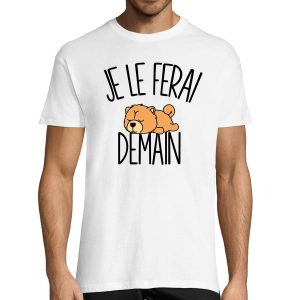 T-shirt Homme Chow-Chow  Je le ferai demain