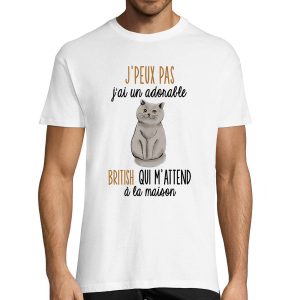 T-shirt Homme chat British m’attend