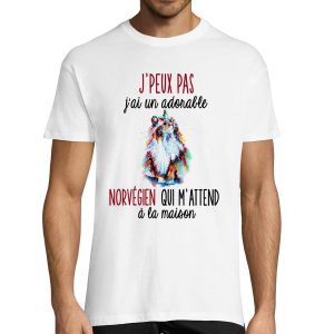 T-shirt Homme chat Norvegien m’attend