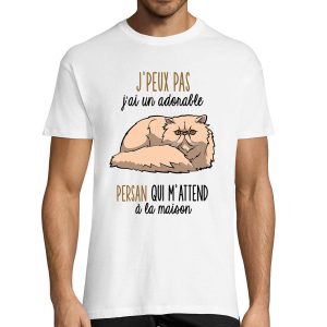T-shirt Homme chat Persan m’attend