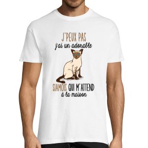 T-shirt Homme chat Siamois m’attend
