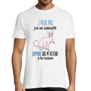 T-shirt Homme chat Sphynx m’attend