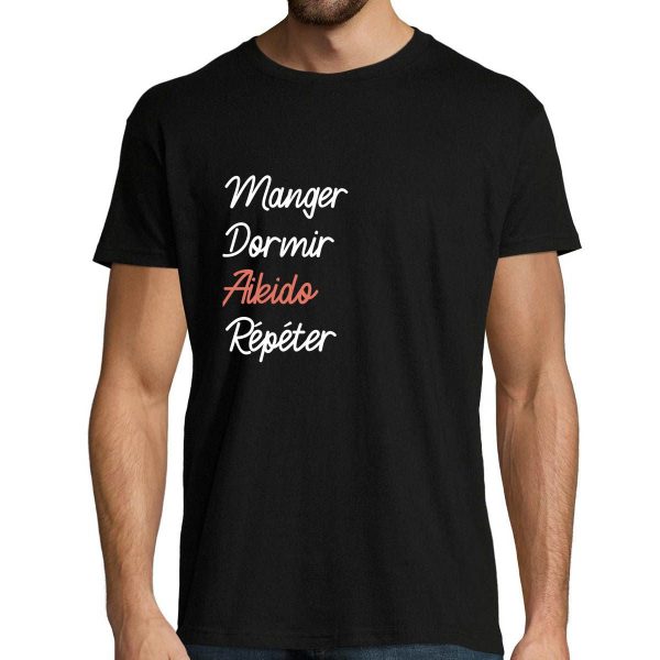 T-shirt homme Aikido  Manger Dormir R�peter