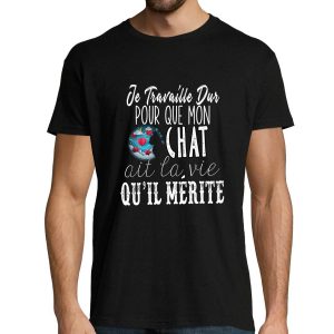 T-shirt homme Chat  Je Travaille Dur T-shirt homme Chat  Je Travaille Dur