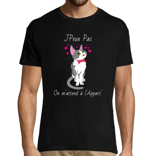 T-shirt homme Chaton  on m’attend a l’Appart’