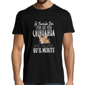 T-shirt homme Chihuahua  Je Travaille Dur