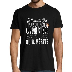 T-shirt homme Cochon d’Inde  Je Travaille Dur T-shirt homme Cochon d’Inde  Je Travaille Dur