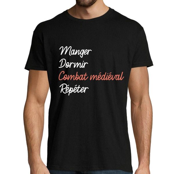 T-shirt homme Combat Medieval  Manger Dormir Repeter