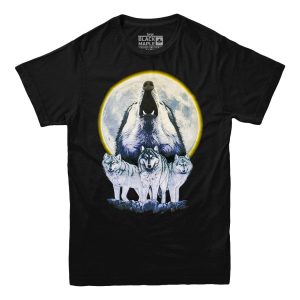 Howling Wolf Retro Wildlife Print T-shirt