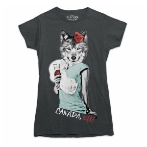 Lady Wolf with Wine Womens T-shirt