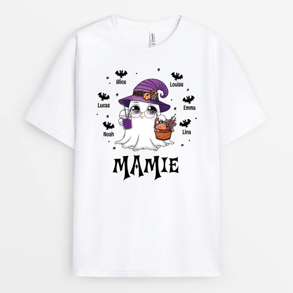 Mamie Fantome Et Ses Petits Battes – Tee Shirt Mamie Personnalise Pour Halloween Mamie Fantome Et Ses Petits Battes – Tee Shirt Mamie Personnalise Pour Halloween