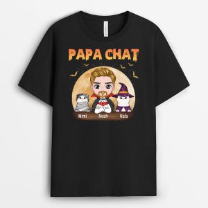Papa Chat Version Halloween – T Shirt Personnalise Avec Chat Pour Halloween