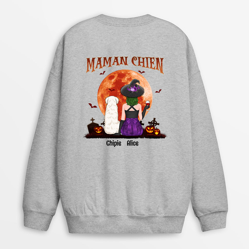 Sweatshirt Maman Chien Halloween Personnalise Sweatshirt Maman Chien Halloween Personnalise