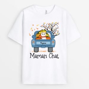 T-shirt Maman Chat Voiture Citrouille Personnalise