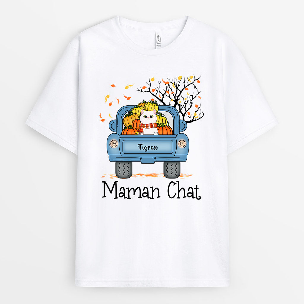 T-shirt Maman Chat Voiture Citrouille Personnalise T-shirt Maman Chat Voiture Citrouille Personnalise