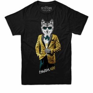 Tuxedo Wolf with Champagne Mens T-shirt