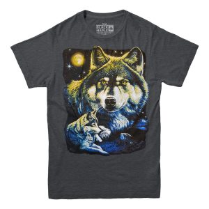 Wolf In The Moonlight Retro Wildlife T-shirt