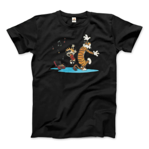 Calvin and Hobbes Dancing with Record Player T-Shirt