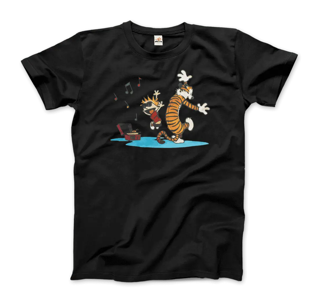 Calvin and Hobbes Dancing with Record Player T-Shirt Calvin and Hobbes Dancing with Record Player T-Shirt