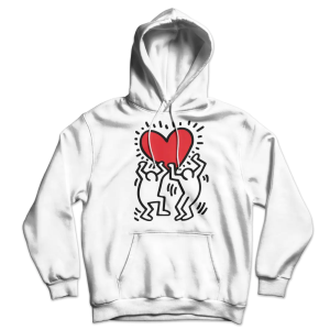 Men Holding Heart Icon, Street Art Hoodie